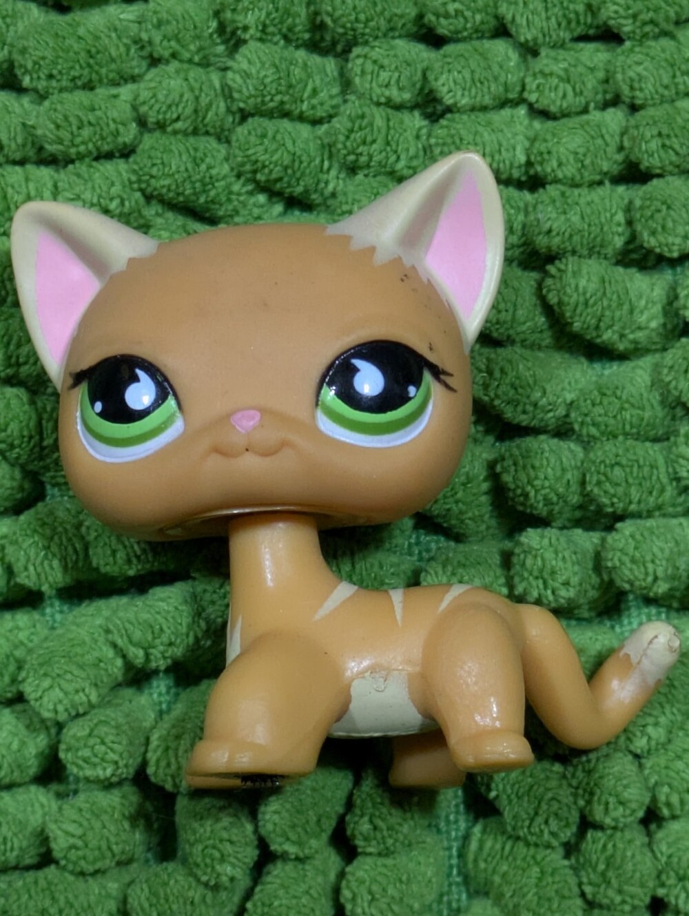 Authentic Littlest Pet Shop🔥 ORANGE SHORTHAIR CAT👉GREEN Eyes LPS #525 | VG+